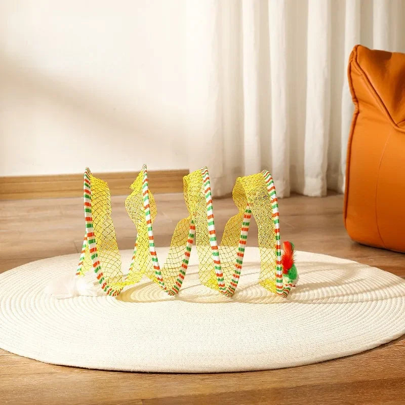 Interaktiver Katzentunnel mit Spielspiralen – Faltbares Katzenspielzeug