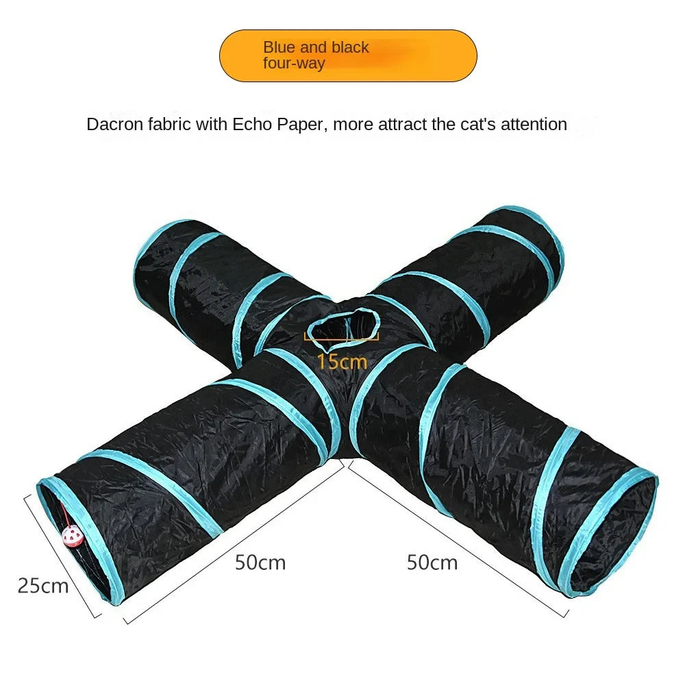 Interaktiver Katzentunnel 🐱 Faltbares Spielzeug für aktive Katzen