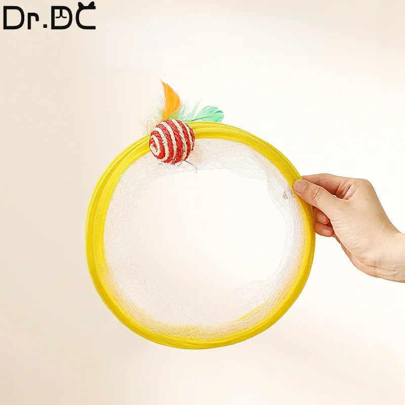 Interaktiver Katzentunnel mit Spielspiralen – Faltbares Katzenspielzeug